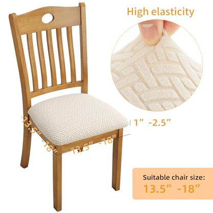 Fuloon Dining Chair Seat Covers Stretch Slipcovers, Set of 6, Beige - color: T-beige, size: Not Waterproof