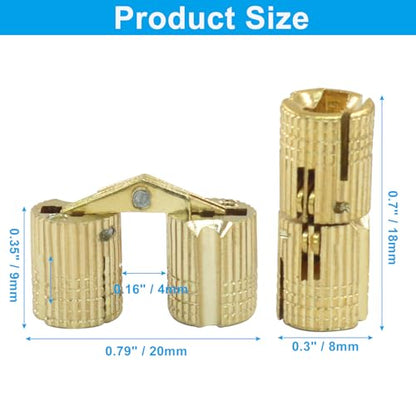 8 mm Hidden Brass Barrel Hinges, 12 Pack - style: 8mm