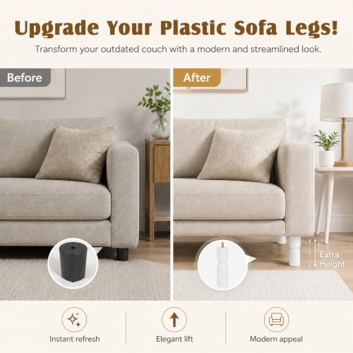 5.1 Inch wooden legs for furniture set of 4 Wood Furniture Legs Couch Feet Colorful Round Sofa Furniture Replacement Solid Wood Furniture Feet for Couch Bed Chair Cabinet Bookcase Dresser Ottoman - color: White