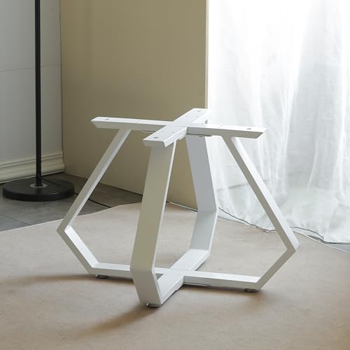 16 Inch Gold Metal Table Legs - Diamond Shape, Industrial Modern Bench & Chair Base, Desk Legs (White) - color: White