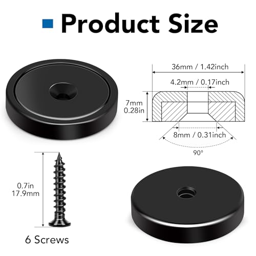 LOVIMAG Strong Magnets Heavy Duty Screw On Neodymium 150LBS Magnet 12 Pack - color: Black, size: 1.42in
