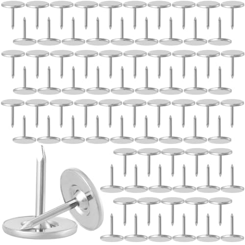 120pcs Flat Head Thumb Tacks for Wall, Silver Heavy Duty Upholstery Push Pins, 0.4" x 0.51" Decorative Wall Pins Nails for Furniture, Office, DIY Crafts - color: Silver,120pcs,0.4x0.51in