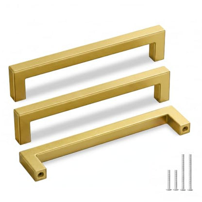 Goldenwarm 30 Pack 6-1/4" Gold Cabinet Handles Kitchen Cabinet Handles - color: Gold, size: 6-1/4in Hole Centers