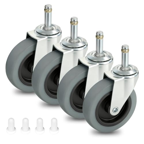 AAGUT Stem Caster Wheels 4 Inches, 7/16-Inch Swivel TPR Casters 4 Pack - style: 7/16"x1-3/8"(No brake)