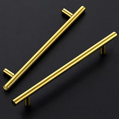 Ravinte Cabinet Pulls,10" Length,7-1/2" Hole Center,Brushed Brass,5 Pack - color: Brushed Brass