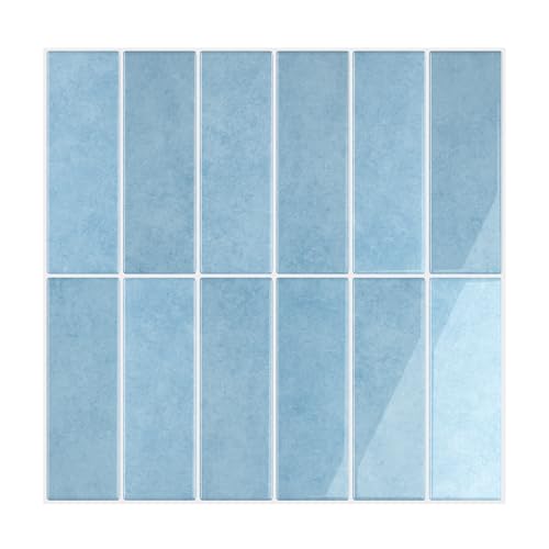 VEELIKE Coastal Blue Peel and Stick Backsplash for Kitchen Waterproof Peel and Stick Tile Backsplash 6 Sheets 12''x12'' Renter Friendly Self Adhesive Back Splash Tile Stickers for Kitchen Bathroom
