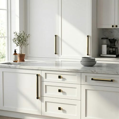 10 Pack Black Gold Cabinet Pulls & Handles, 3.7 Inch Hole Center - color: Black Gold, size: 4.8in/122mm