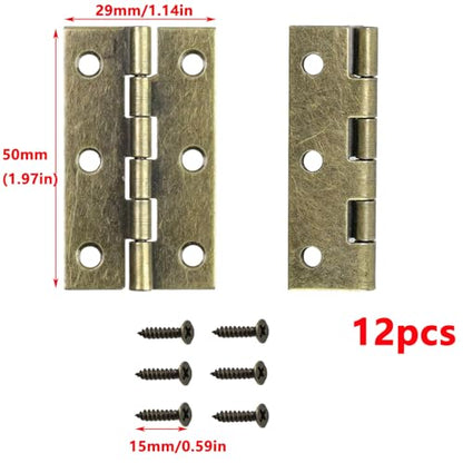 Antrader Antique Bronze Hinges,Vintage Door Hinges,12Pcs