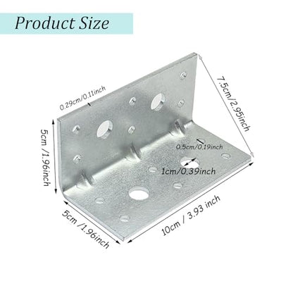 4 PCS Corner Brace, Reinforing Angle, Versatile Carbon Steel Corner Brackets, Heavy Duty Brace with Adjustable Slot Holes, 90 Degree Brackets for Wood Furniture Cabinet
