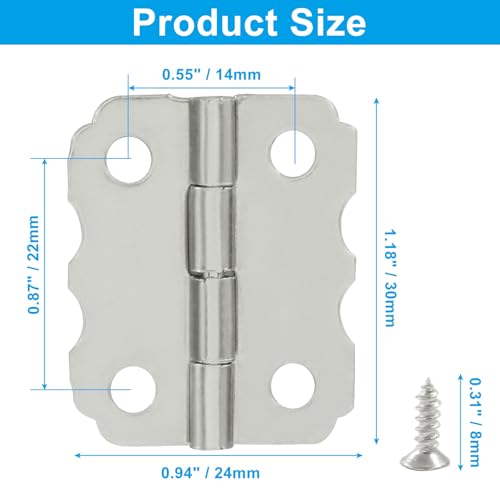 30PCS Small Decorative Hinges, Silver - color: Silver