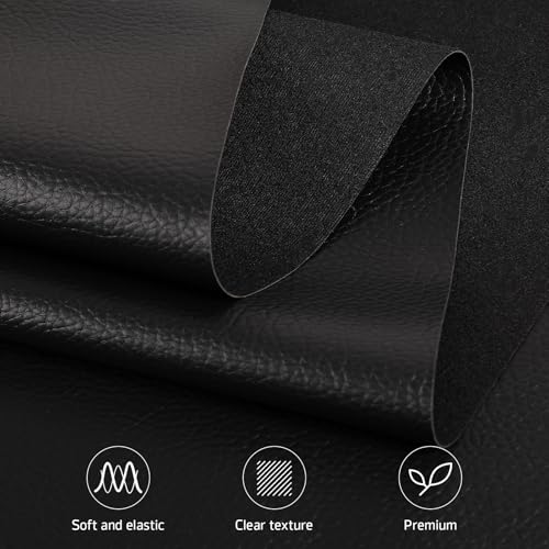 Marine Vinyl Upholstery Faux Leather Fabric, 2 Yards Black - color: Black, size: 2 Yards 55" x 72" (Pre-cut)