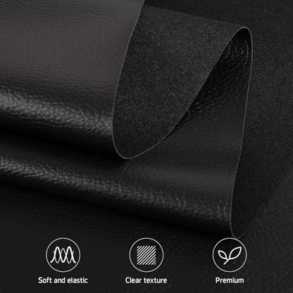 Marine Vinyl Upholstery Faux Leather Fabric, 2 Yards Black - color: Black, size: 2 Yards 55" x 72" (Pre-cut)