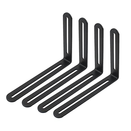 4 PCS Adjustable L-Shape Corner Brace, ULIFESTAR Heavy Duty Thicken Stainless Steel Joint Right Angle Brackets L Slotted Support Shelf Bracket for PC Case,Fixing Furniture-120x165x3mm/4.72x6.5x0.12'' - size: Black 4.72 x 6.5 x 0.12 inches