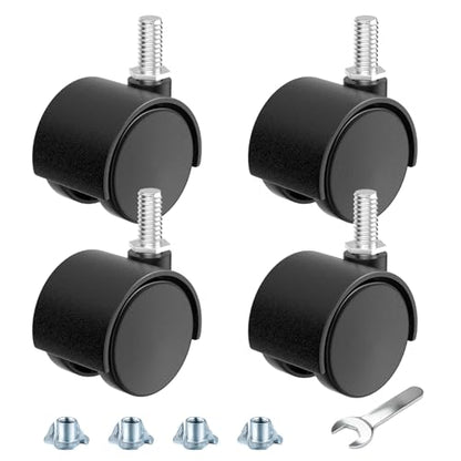 2 Inch Furniture Stem Casters Set of 4, Threaded Stem Diameter 5/16" Plastic Caster Wheels, Black Swivel Small Castors with T-Nuts, for Table, Cabinet, Storage Rack - style: 2 inch