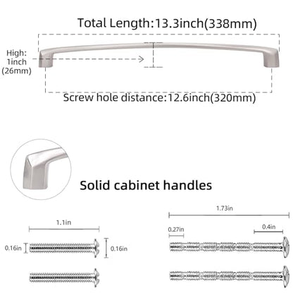 10 Pack 12.6 Inch Brushed Satin Nickel Kitchen Cabinet Handles - color: Brushed Satin Nickel, size: 12-3/5" Hole Center（320mm）