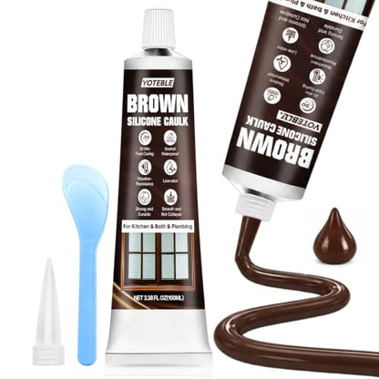 Brown Silicone Caulk, Flexible & Waterproof Caulking, Easy Squeeze - color: Brown