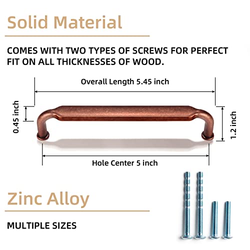 Goo-Ki 6 Pack Cabinet Pulls Antique Copper, 5 Inch (128mm) Hole Center Kitchen Drawer Pulls Cabinet Handles Zinc Alloy Hardware - color: Antique Copper, size: 5 Inch Hole Centers