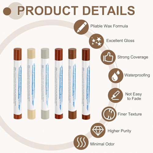 uxcell 12Pcs Wood Filler Sticks Kit, 12 Colors Red & Brown Series - color: Red Brown Series