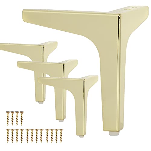 La Vane 4 Inch Diamond Triangle Metal Furniture Legs 4PCS- Heavy Duty Iron - color: Gold, size: 4" / 10cm