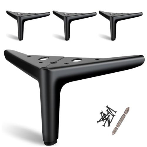 Black Furniture Legs 4 Inch, Metal Legs for Furniture Set of 4 - size: 4 Inch | 10cm