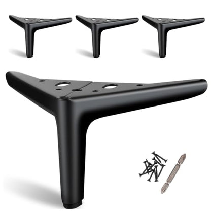 Black Furniture Legs 4 Inch, Metal Legs for Furniture Set of 4 - size: 4 Inch | 10cm