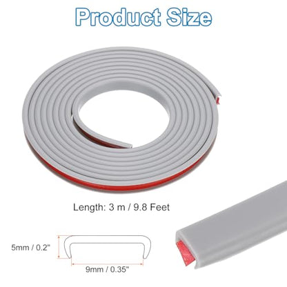 PATIKIL TPE U-Shape Edge Banding, 3/8 Inch x 9.8ft Self Adhesive Flexible Veneer Edging Trim Furniture Edge Protector for Shelf Cabinet Table Repair Restoration, Grey - size: 9.8Ft x 0.35"