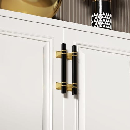 homdiy Black and Gold Cabinet Pulls 6-1/4" Black and Brass Cabinet Pulls - color: Black & Matte Gold, size: 6-1/4 Inch(160mm) Hole Centers