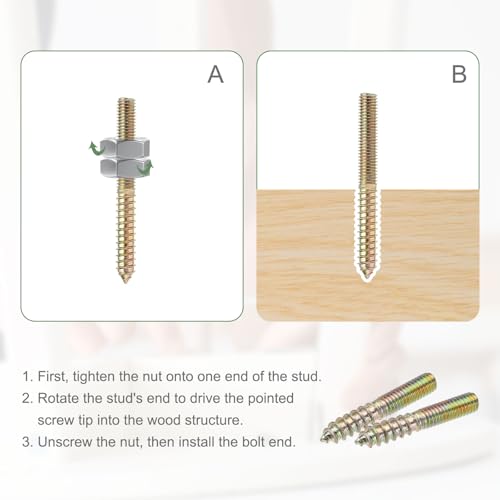 M4 Hanger Bolts, 1.2"(30mm) Length Double Headed Bolts Self-Tapping 4mm Screw Wood Dowel Screw Bolt Furniture Accessories - Fitting for (Wood Joint Furniture Legs) 48 Pcs - size: M4 x 30mm