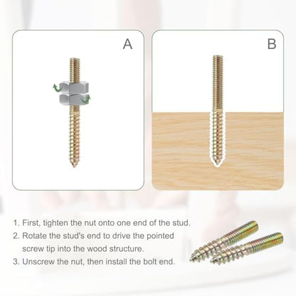 M4 Hanger Bolts, 1.2"(30mm) Length Double Headed Bolts Self-Tapping 4mm Screw Wood Dowel Screw Bolt Furniture Accessories - Fitting for (Wood Joint Furniture Legs) 48 Pcs - size: M4 x 30mm