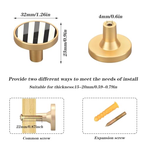4 Pack Black White Stripe Cabinet Knobs Round 1-1/4 Inch (32 mm) Dresser Drawer Pulls Kitchen Cabinet Hardware Handles Knobs for Dresser Kitchen Drawer - color: C42