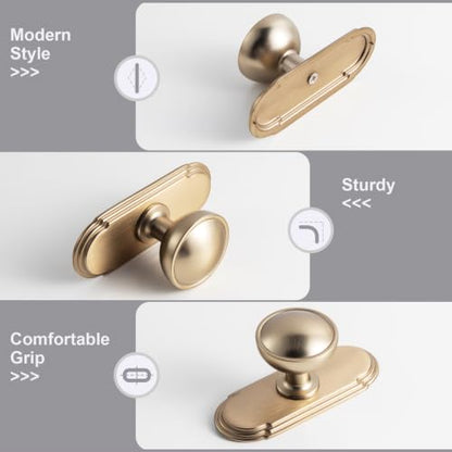 6Pack Champagne Bronze Cabinet Knobs with Backplate Drawer knobs - color: Champagne Bronze, style: Orbit Rim
