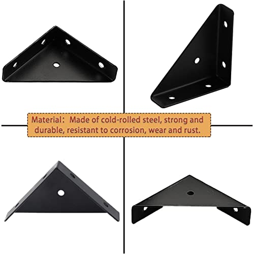 4-Pack Metal Corner Brace Brackets 66mm for Table Cabinet Shelf - size: Black