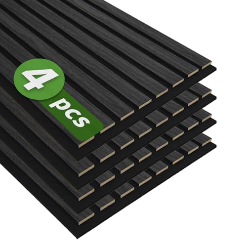 Art3d 12" x 93" Acoustic Wood Slat Wall Panel, 4pcs, 31 sq.ft, Grey Oak - color: Grey Oak, size: 12" x 93"