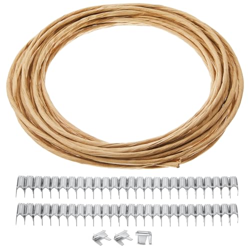 Upholstery Stay Wire Kit, 40ft Paper Wrapped Wire 9 Gauge with 80 Clips - size: 40ft