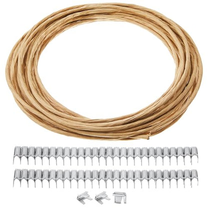 Upholstery Stay Wire Kit, 40ft Paper Wrapped Wire 9 Gauge with 80 Clips - size: 40ft