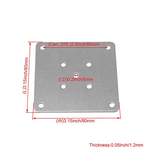 RDEXP 4X Leg Mounting Plates 8x8cm Furniture Leg Attachment Iron Plates Hole Dia 5mm