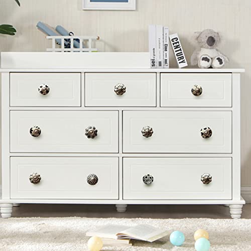Perilla Home Set of 12 Ceramic Drawer Knobs Tomato & Melon Knobs Cupboard Glass Door Knobs Dresser Wardrobe and Drawer Pull (Black & White) - color: Black & White