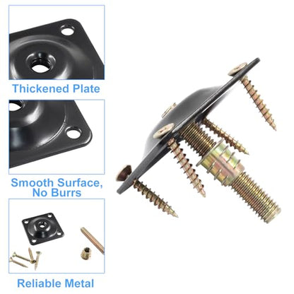 Leg Mounting Plates, 5/16" (M8), Black, 4 Pcs
