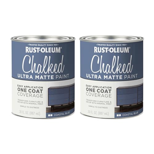 Rust-Oleum Chalked All-in-One Ultra Matte Coastal Blue Spray Paint - color: Coastal Blue, size: 30 Ounce (Pack of 2)