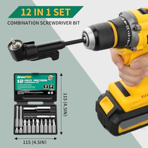 GRENPRO 19-Piece Flexible Drill Bit Extension Kit, 2 Right Angle Adapters - size: 19PCS