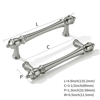 khtumeware 10 Pack 3-1/2 inch(89mm) Hole Center Brushed Nickel Cabinet Pulls Heavy-Duty Solid Satin Nickel Cabinet Hardware Drawer Pulls Hardware Suitable for Kitchens bathrooms - color: Brushed Nickel, size: 3-1/2inch(89mm) hole center
