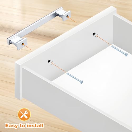 Probrico 10 Pack Polished Chrome Cabinet Pulls 3 Inch(76mm) Hole Center, Chrome Kitchen Cabinet Hardware, Dresser Drawer Pulls for Cabinet Kitchen Cupboard - color: Polished Chrome, size: 3 inch hole center