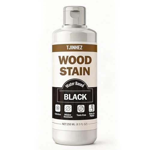 Black Wood Stain, 8.5oz/250ml Water Based Wood Stain, Premium Indoor & Outdoor Wood Finish for Furniture, Cabinets, Doors & Wood Surfaces - Fast Drying, Low Odor, Non-Toxic & Easy to Use - color: Black
