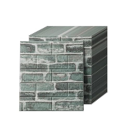 Faux Brick Wall Panels, 40 PCS, Green - color: Green Brick, size: 40PCS
