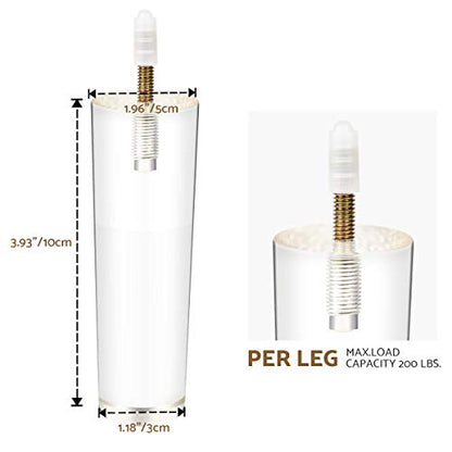 La Vane 4 inch Acrylic Tapered Furniture Legs with M8 Bolts & Plates,4PCS - size: 4"/10cm