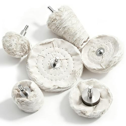 Tnisesm 6Pcs Buffing Wheel Kits,Polishing Wheels Buffing Pads for Drill for Metal Aluminum,Stainless Steel, Chrome, Jewelry, Wood, Plastic, Ceramic, Glass,etc - color: white-6PCS