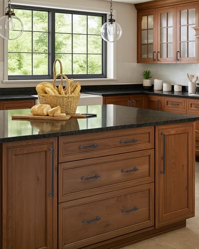 10 Pack 6.3''(160mm) Matte Black Cabinet Pulls, Kitchen Cabinet Handles for Bathroom Cupboard Pulls - color: Matte Black, size: 6.3" Hole Center