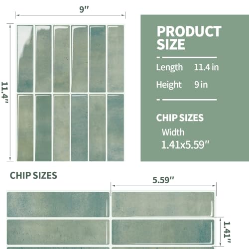 Peel and Stick Backsplash 3D Wall Tiles,Self-Adhesive,Oil Proof,Waterproof, Removable Wall Panels for Kitchen & Bathroom,Modern Design, Easy Install (10.7ft，12x9 inch,14 Pack) (Mint Green) - color: Mint Green