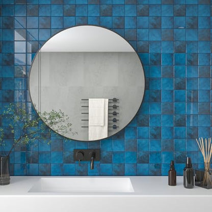 CHIHUT 6 Sheets Peel and Stick Backsplash Tiles 12''x12'' Dark Blue 3D Marble Self Adhesive Wall Tiles Waterproof Stick on Back Splashes for Kitchen Bathroom Backsplash Shower Walls - color: Dark Blue, size: 6 Tiles