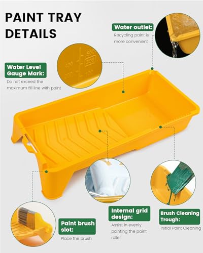 Voomey 4 Inch Microfiber Small Paint Roller Kit - size: 11pcs
